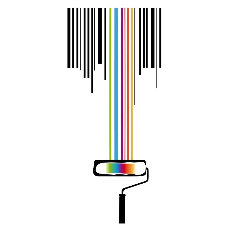 A paint roller with a bar code