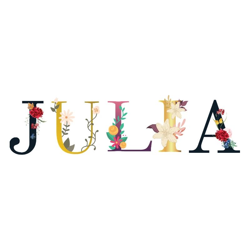 Le nom de JULIA est décoré de fleurs