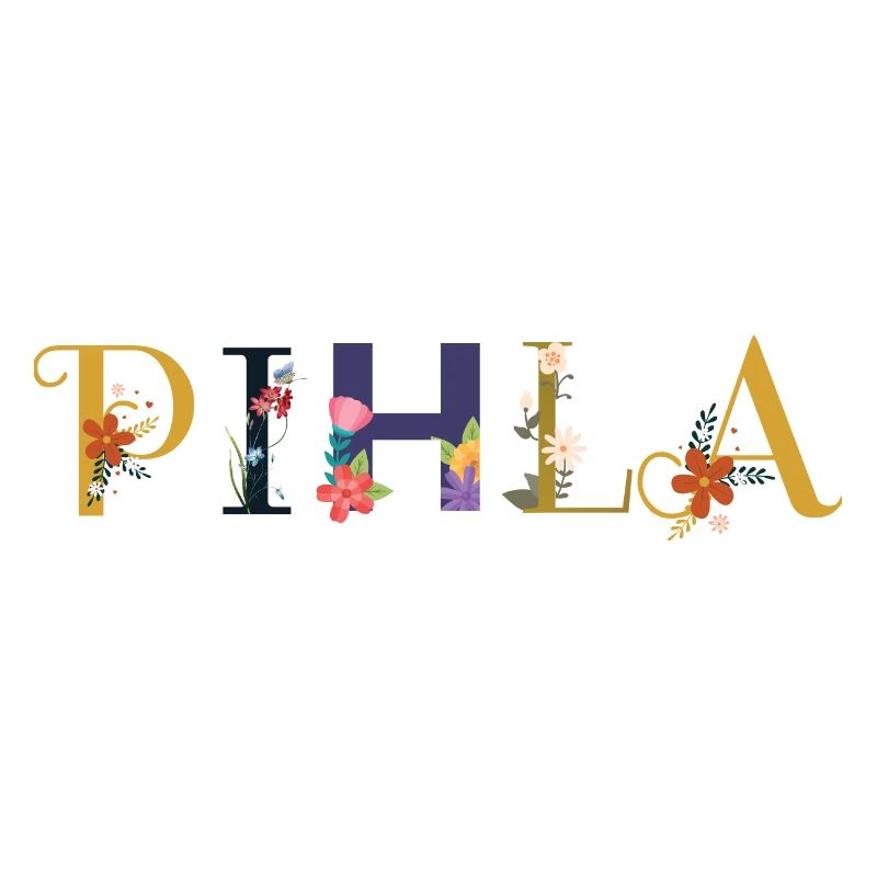 Le nom PIHLA est décoré de fleurs