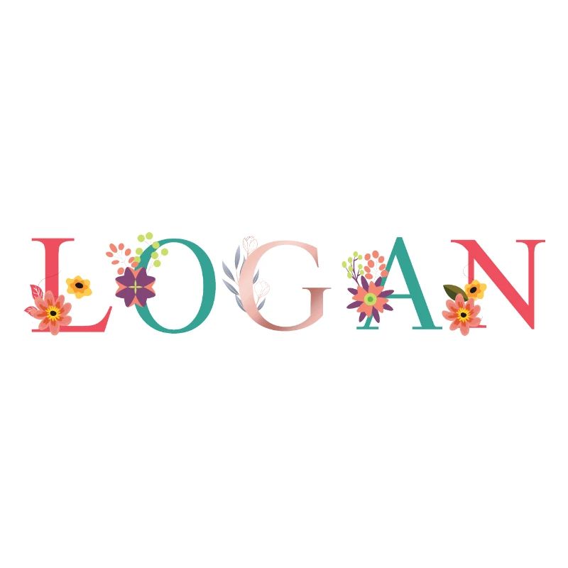 LOGAN Art du nom avec fleurs brodées