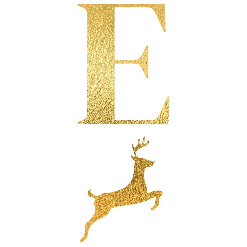 Buchstabe e goldener Hirsch - Geschenkidee