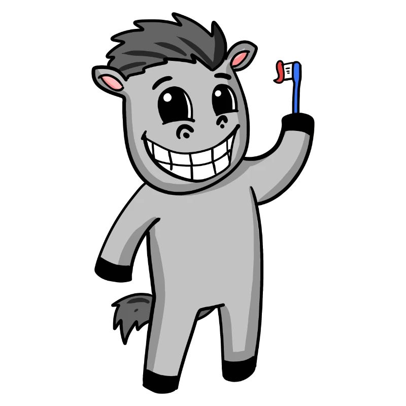 Cheval avec brosse à dents
