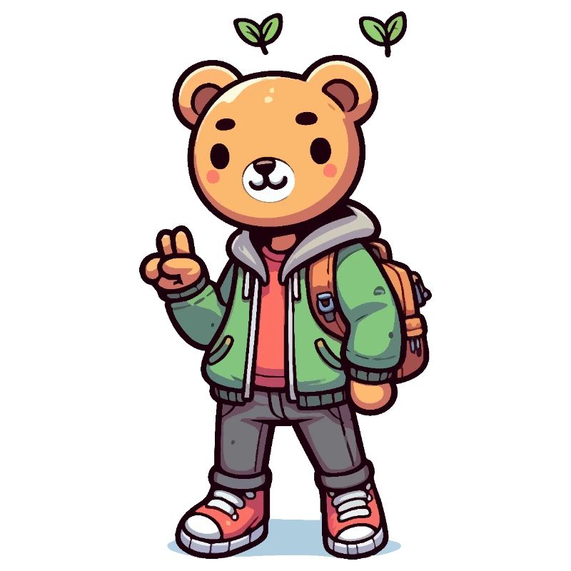 Cute teddy bear with a backpack