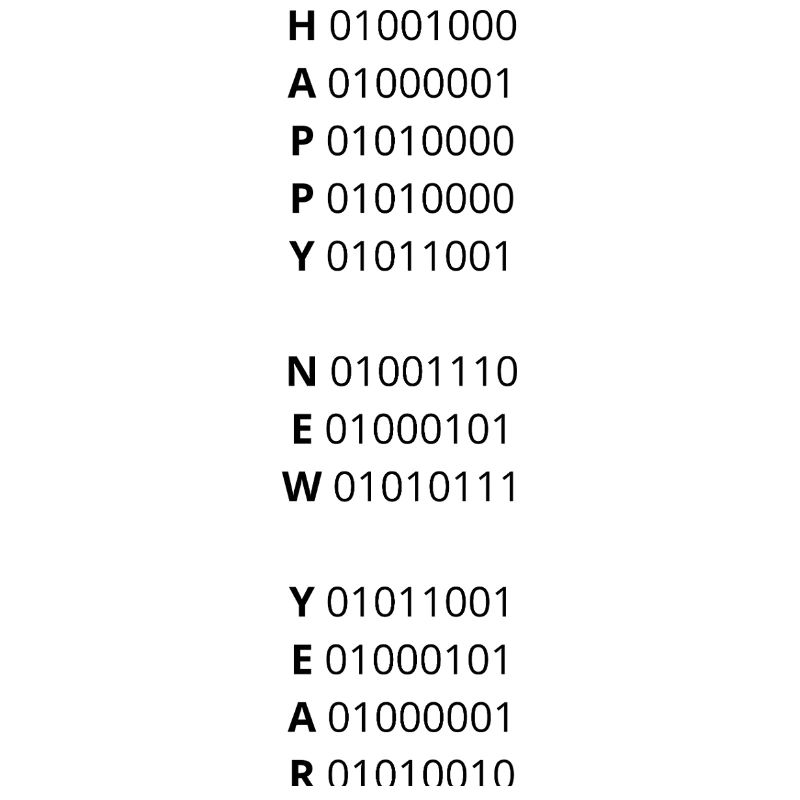 BONNE ANNÉE – code binaire
