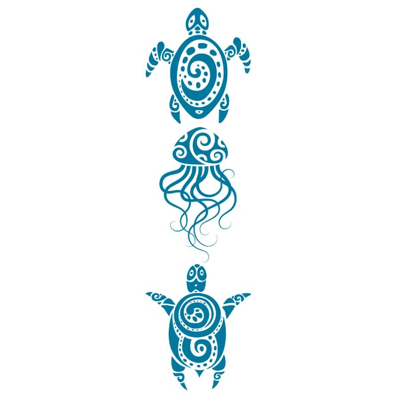 Two turtles and a jellyfish