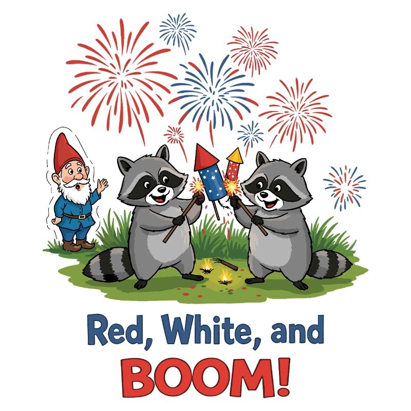 Raccoon 4th of July Fireworks Party