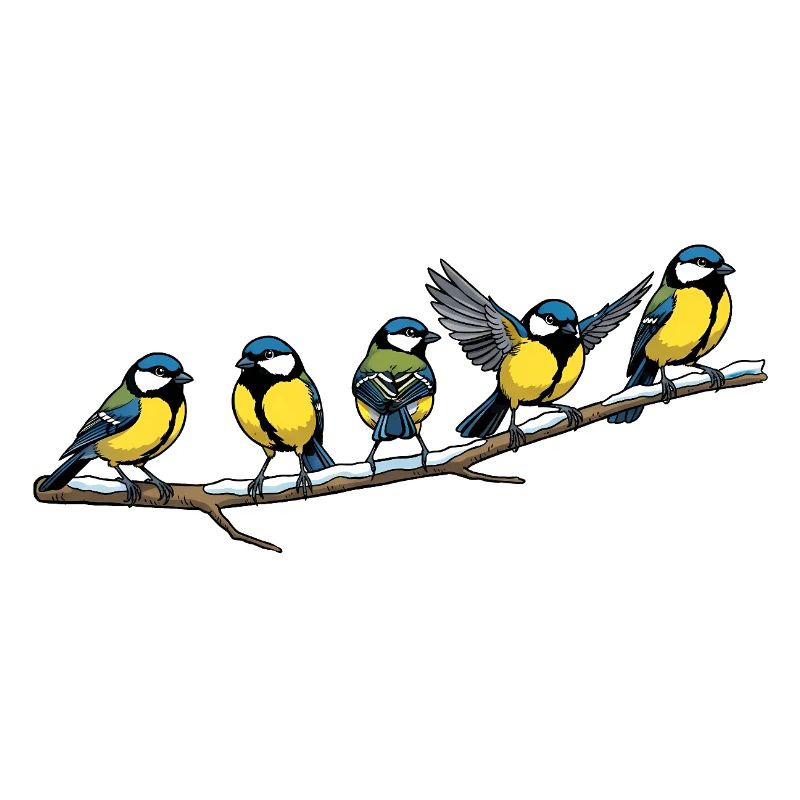Blue flock on branch