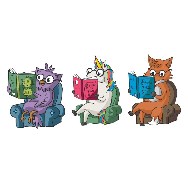 Animaux mignons lisant Conception de Croyez en vous