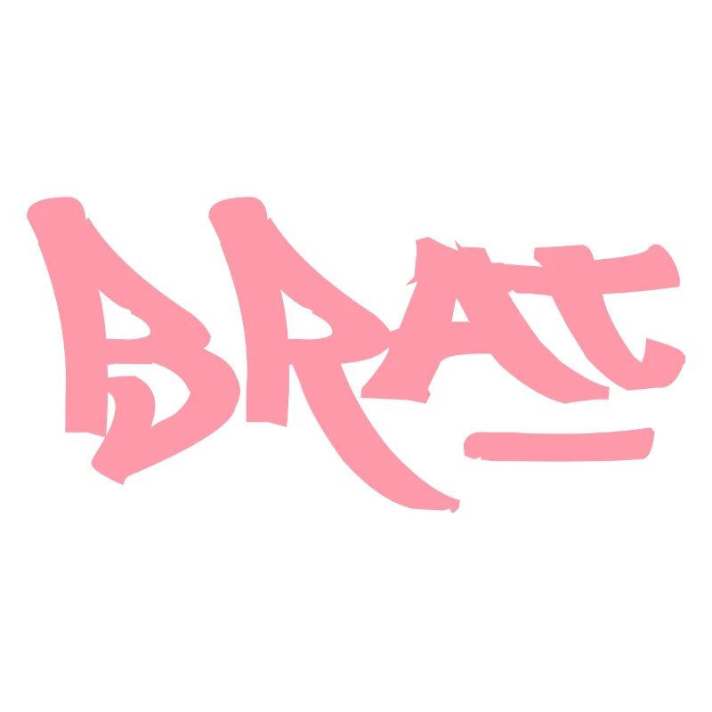 Pink Brat logo text as graffiti