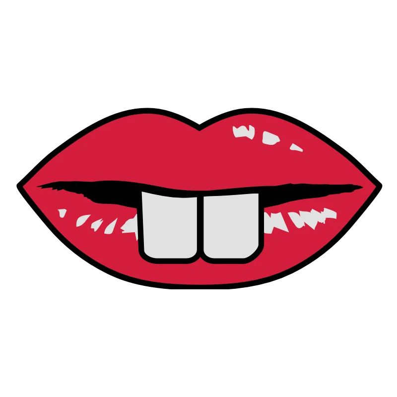 Buck teeth and red lips