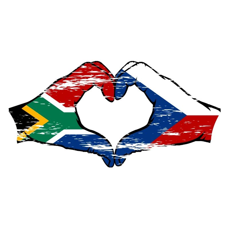Afrique du Sud République tchèque drapeau mains forme de coeur utilisé