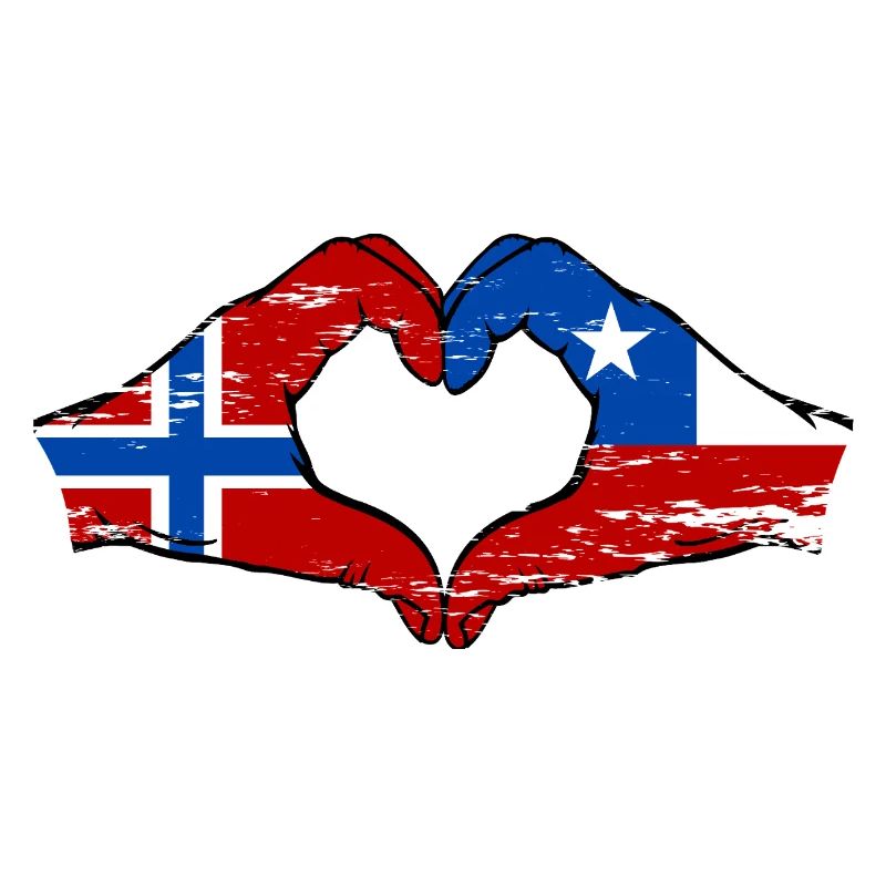 Norway Chile flag hands heart shape used