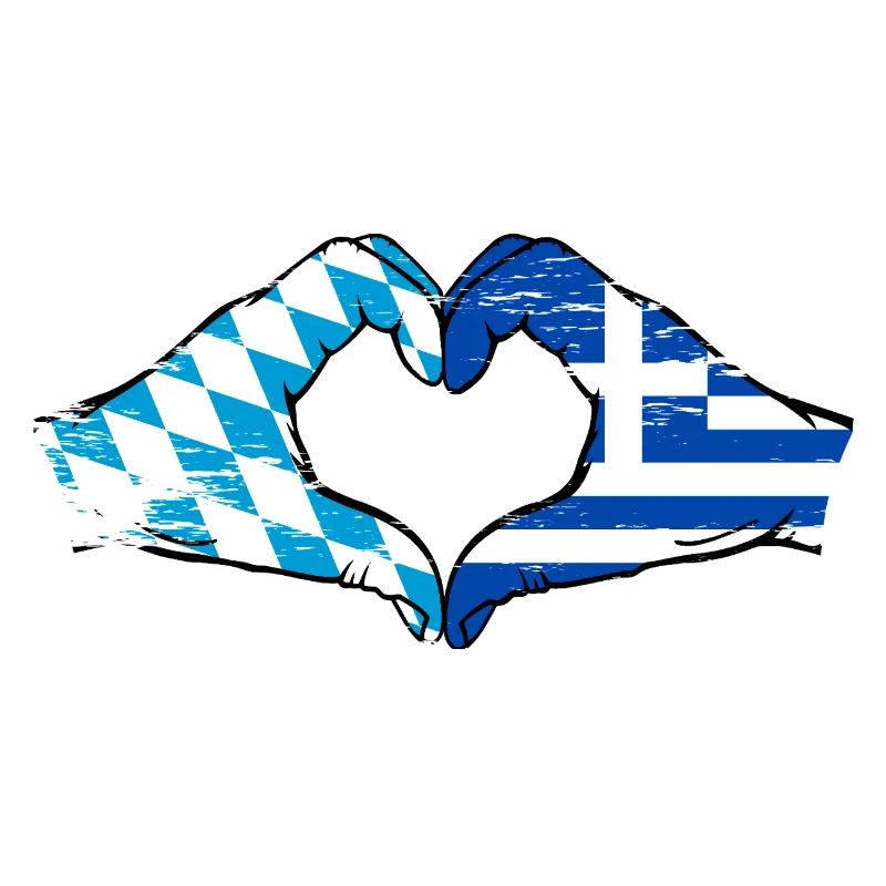 Bavière, Grèce, Drapeau, Mains, Coeur, Forme Utilisé