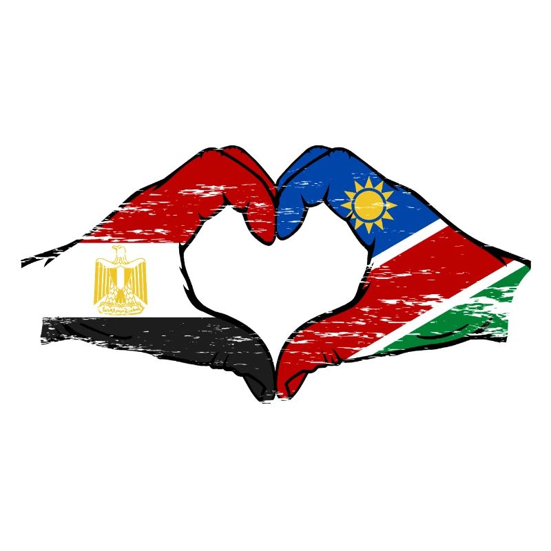 Egypt Namibia Flag Hands Heart Shape Used