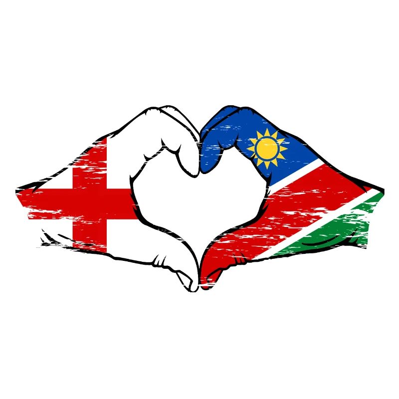 England Namibia Flag Hands Heart