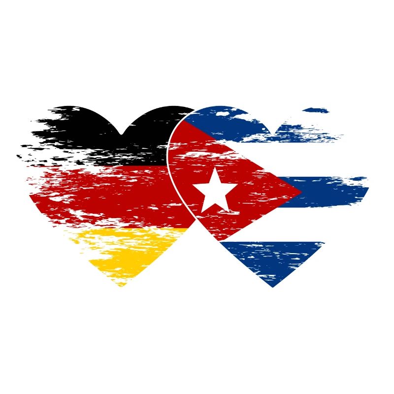 Allemagne Drapeau de Cuba utilisé coeur