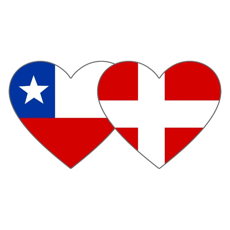 Chile Dänemark Flagge Herz