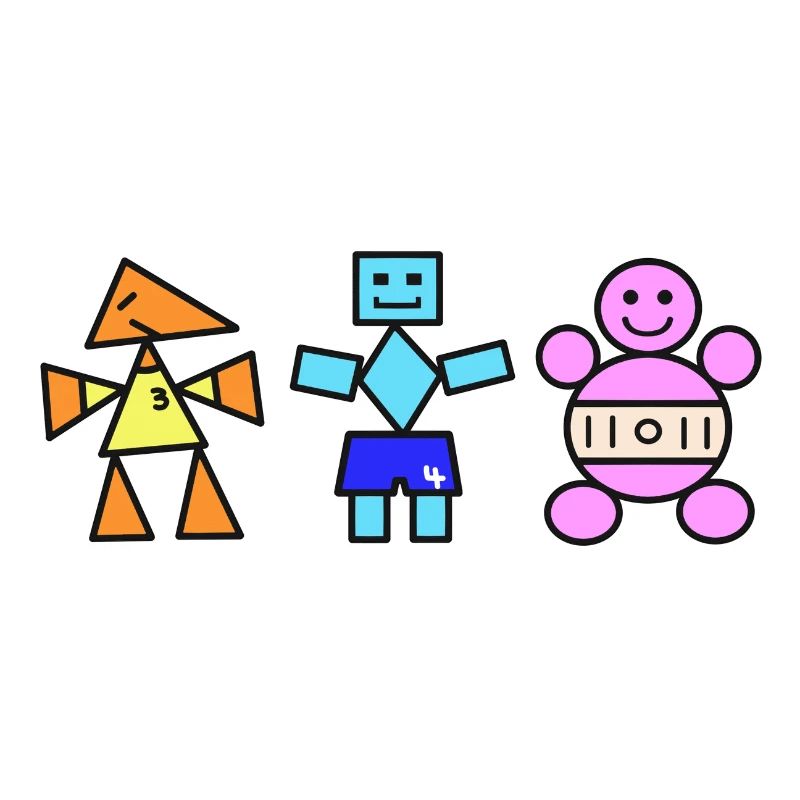 Geometric Trio Playful Figures,  One point 