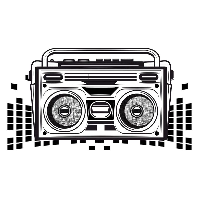 Cassette recorder in 80s stencil look
