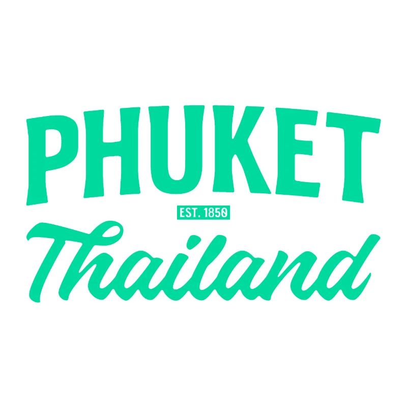 Phuket Thailand Teal Script