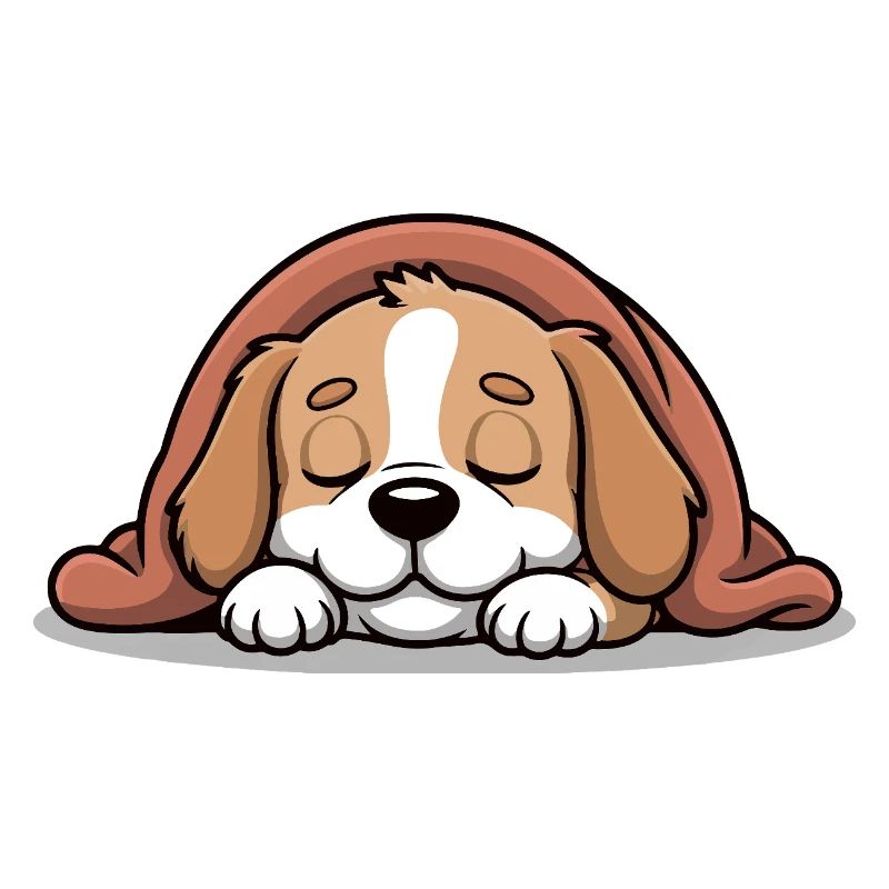 Sleeping Beagle Under Blanket