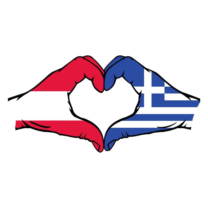 Autriche Grèce Drapeau Mains Coeur Forme Utilisé