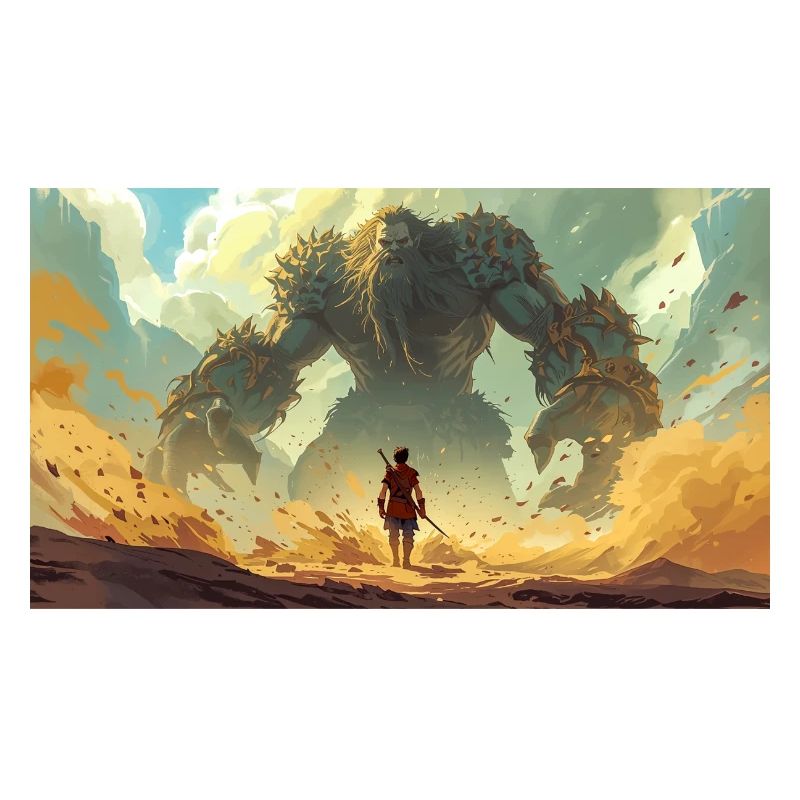 David vs Goliath: young shepherd faces giant warri