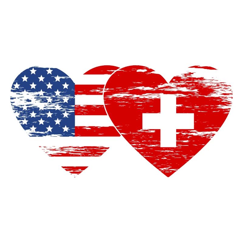 Cœur de drapeau de la Suisse des États-Unis utilisé