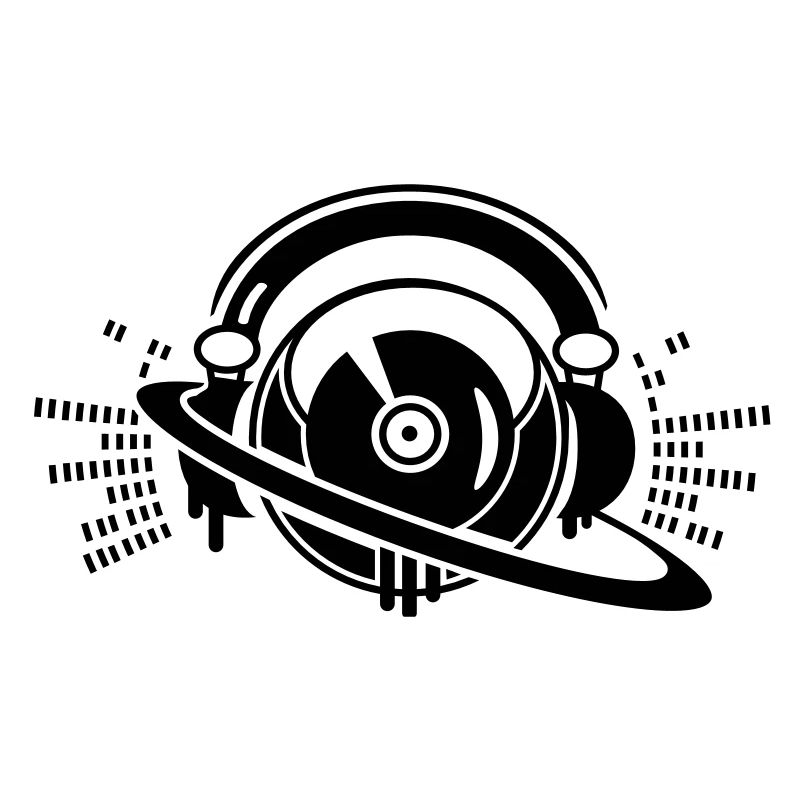 A DJ turntable console with headphones and