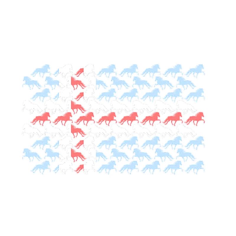 Tricolor horses in a repeating pattern