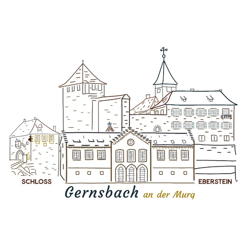 Gernsbach, Drawing of Eberstein Castle Black Forest
