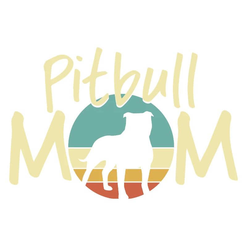 Pitbull MOM Sunset Silhouette Design