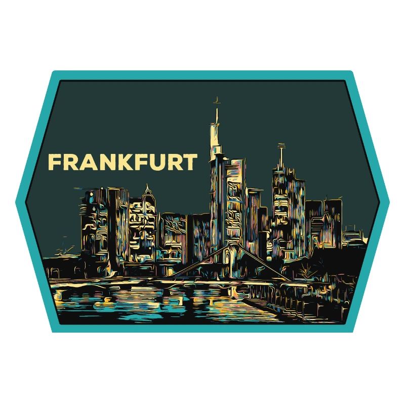 illustration, panoramic view Frankfurt at night
