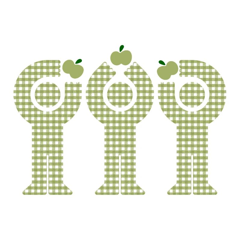 Green Gingham Minis Apple Figures