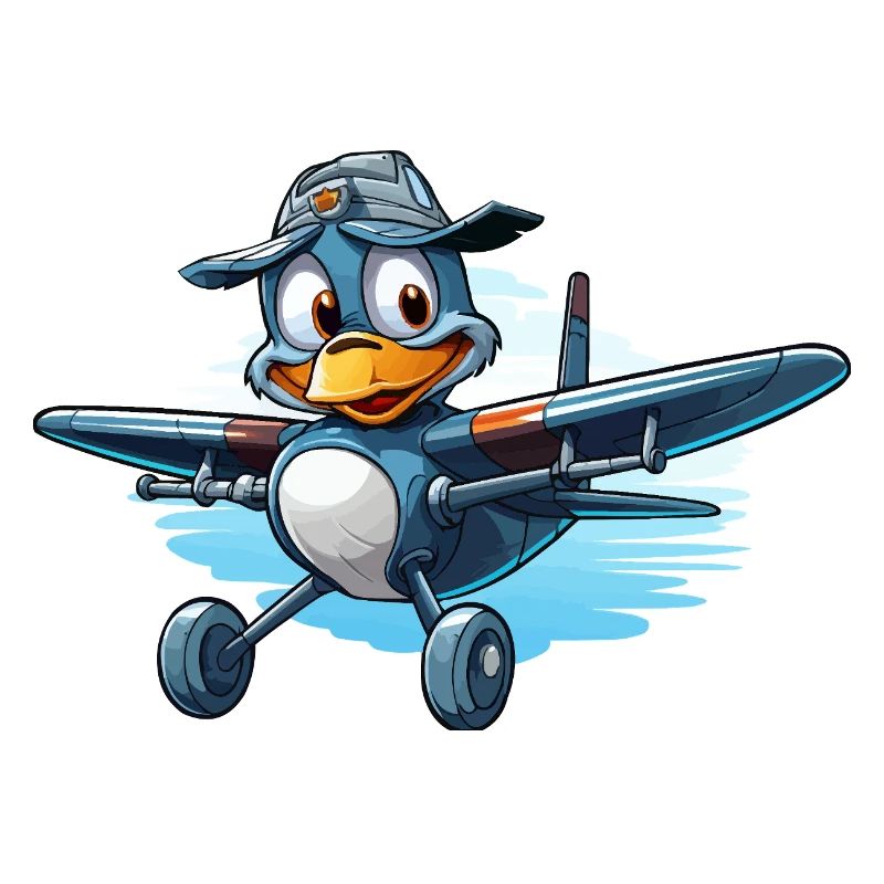 Penguin Pilot in Airplane