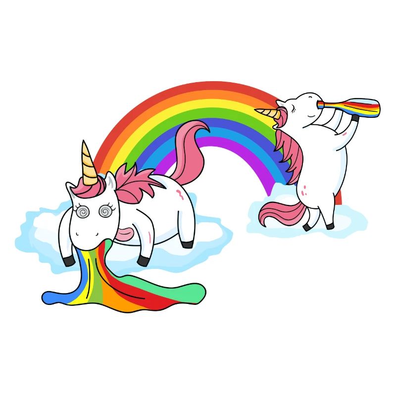 Unicorn vomiting while drinking