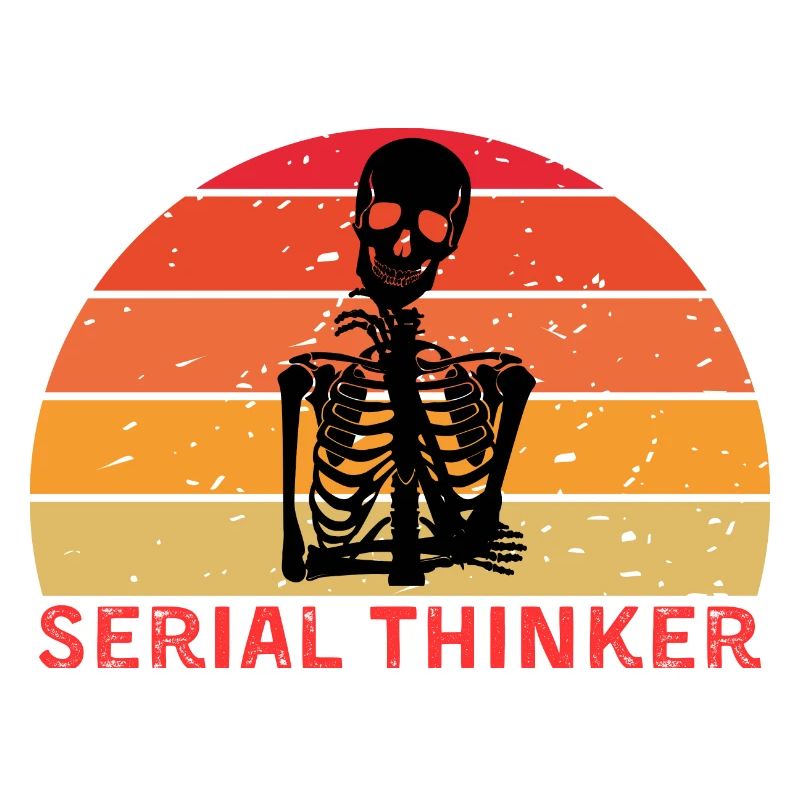 Serial Thinker Skeleton Thinking Retro Sunset