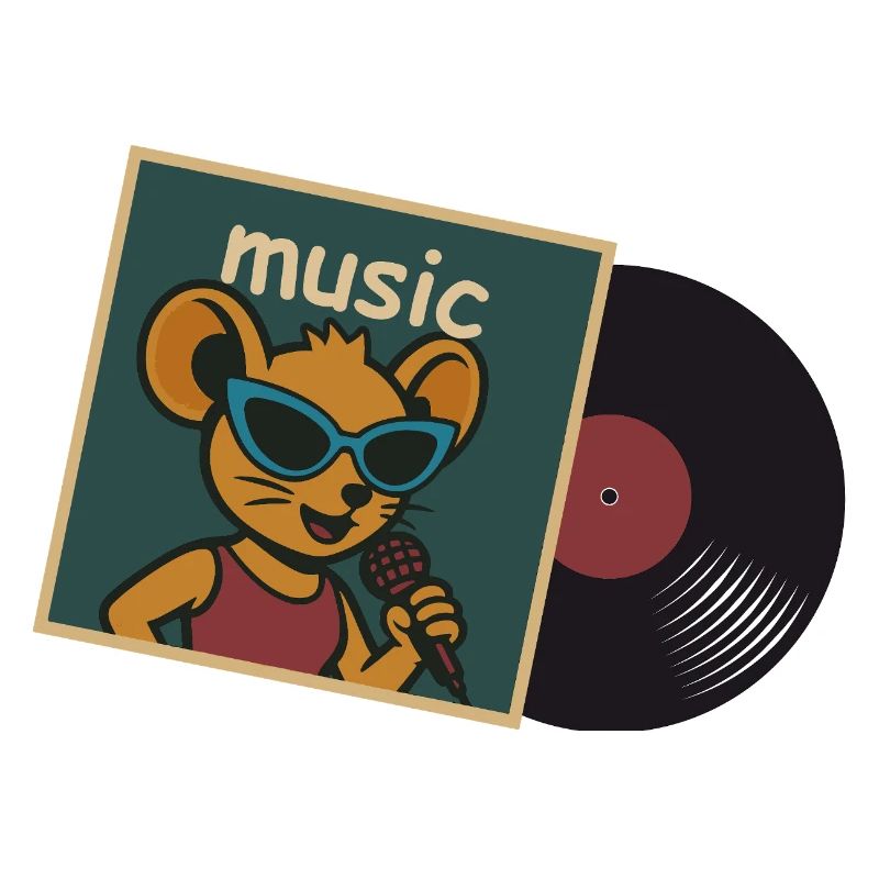 Souris musicale avec micro et disque vinyle