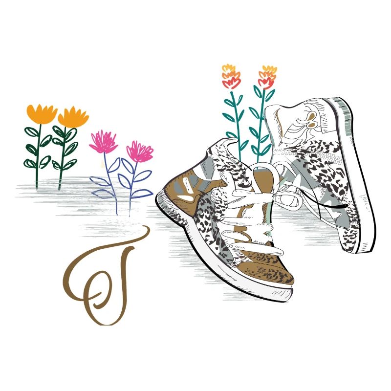 Bottes de randonnée avec des fleurs