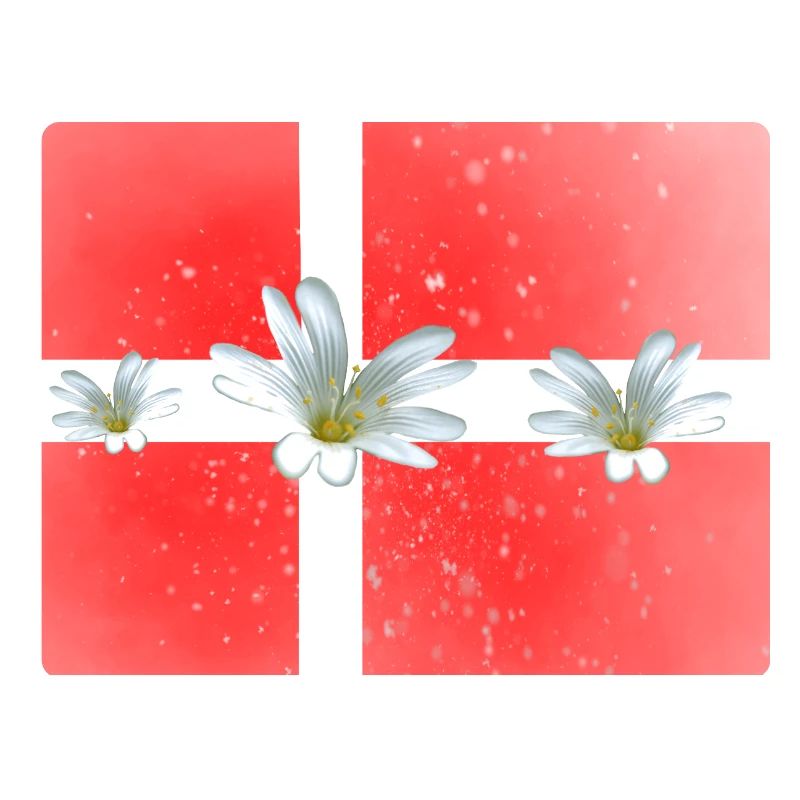 Danemark Drapeau avec des fleurs Danemark