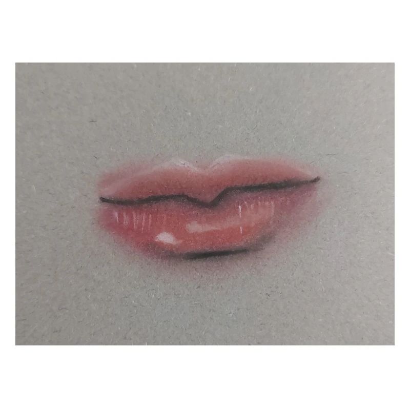 Expressive lip art on grey foil