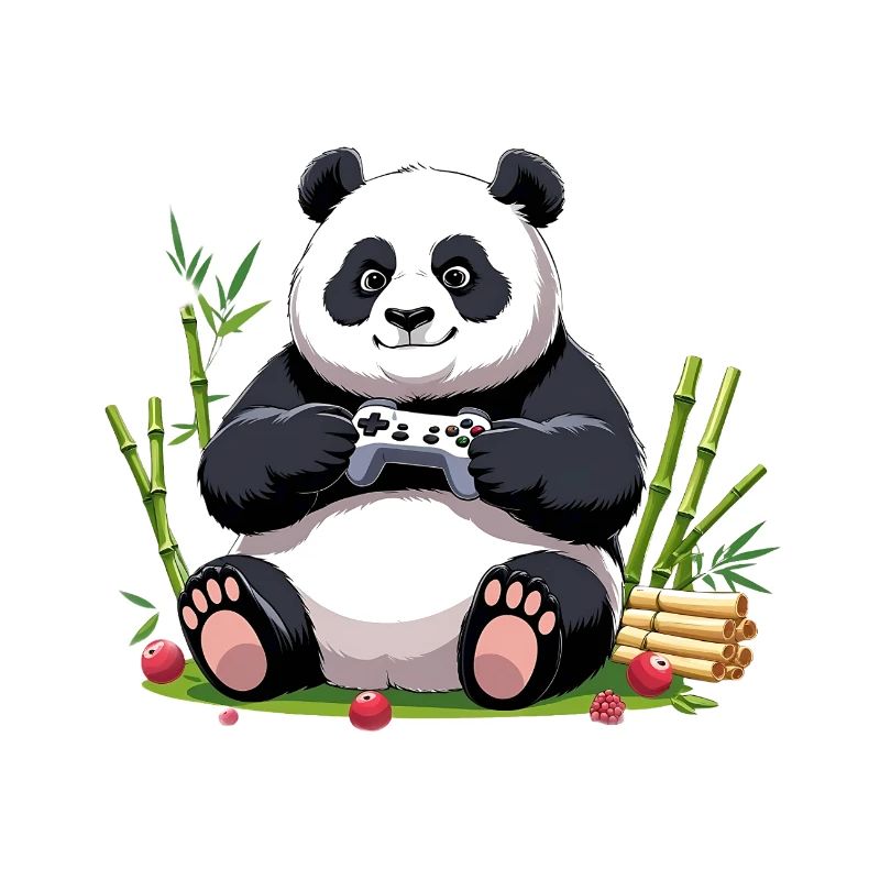 Cute Panda with Gaming Controller