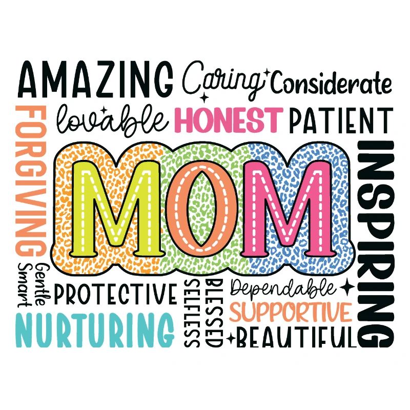Buntes MOM Tribute Typo-Design Muttertag Geschenk