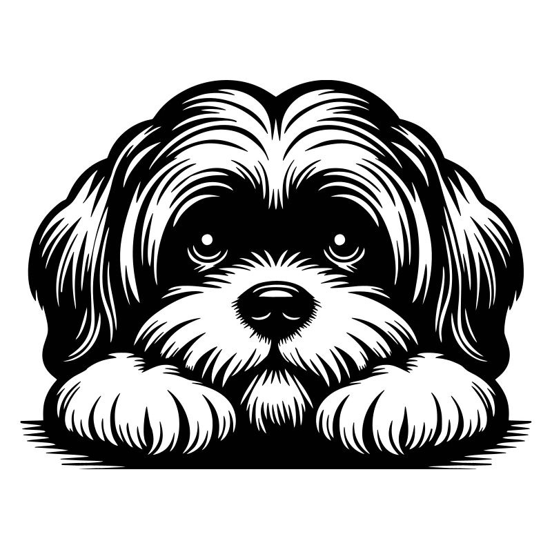 Lhasa Apso Head with Paws