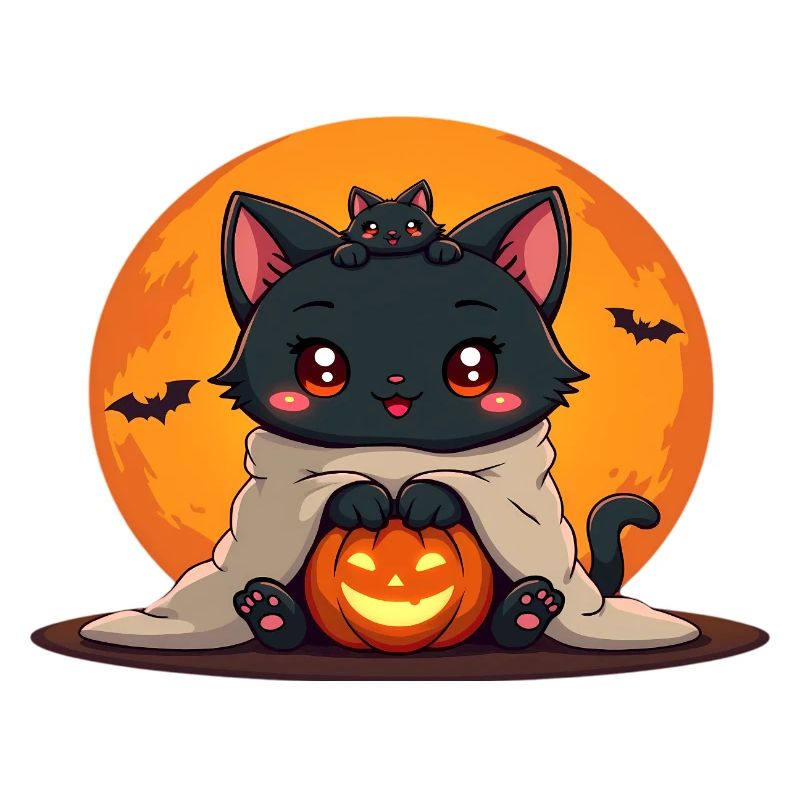 Chat d’Halloween avec citrouille d’Halloween