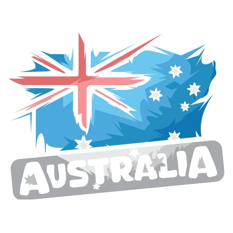 Australia Illustration Flag Comic Icon Logo