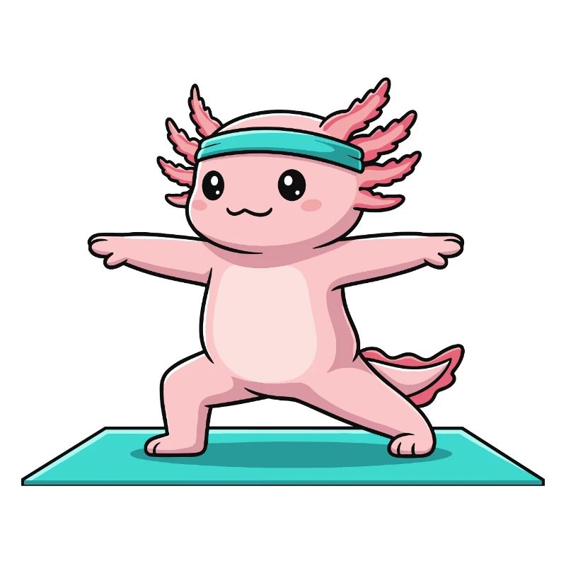 Yoga Axolotl Fish Doing Warrior Pose