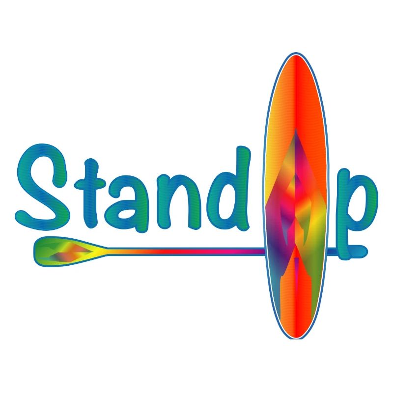 Stand up paddling lettering with paddle board