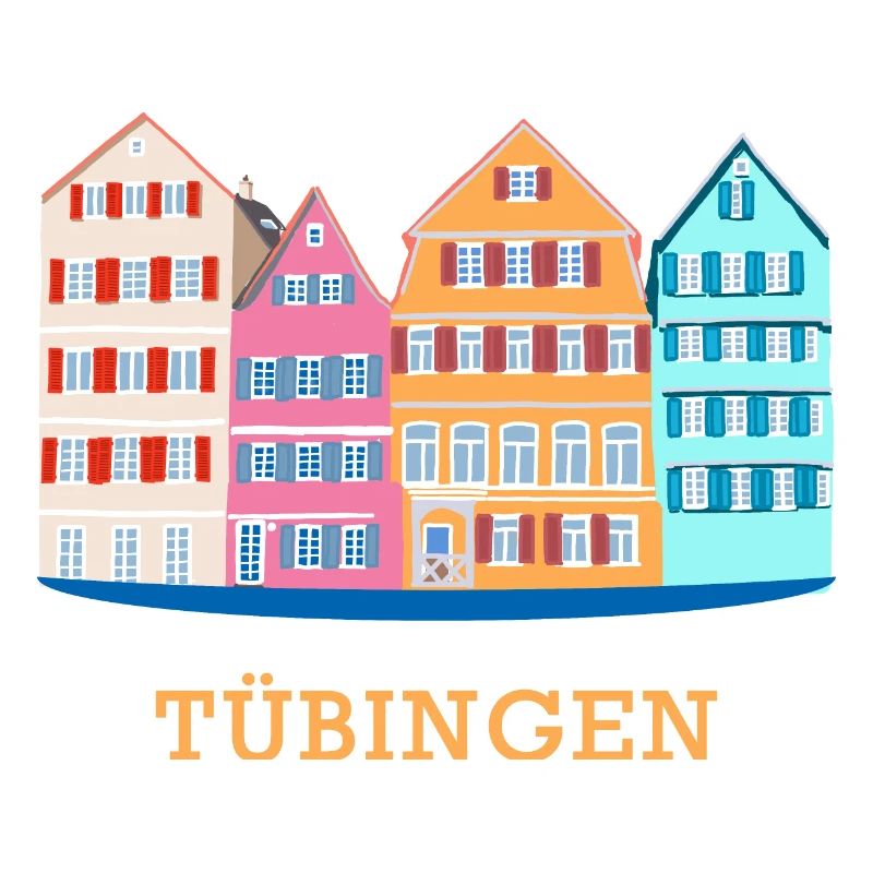 Tübingen, Neckar view, drawing, Germany