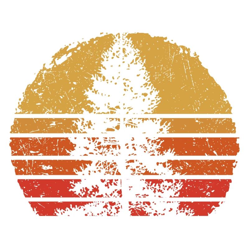 Retro Sunset Tree Silhouette